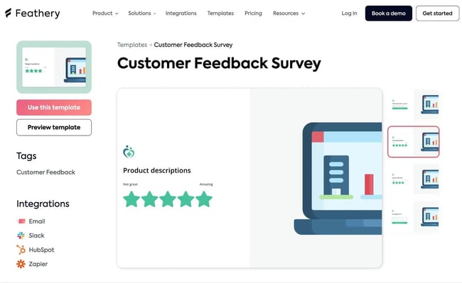the customer feedback survey template from feathery